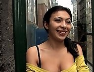 Beautiful girl is bound, helpless, and fucked in the streets